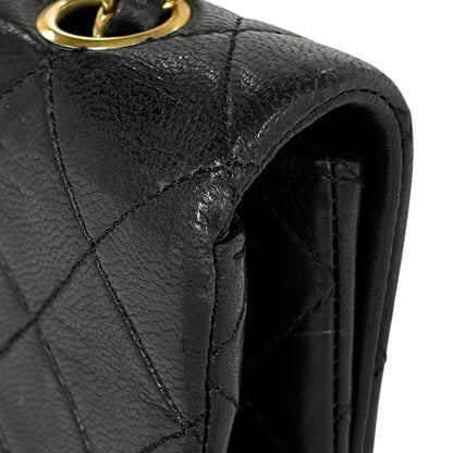 Chanel Quilted Single Flap Chain Shoulder Bag CC Logo Leather Black — view 9
