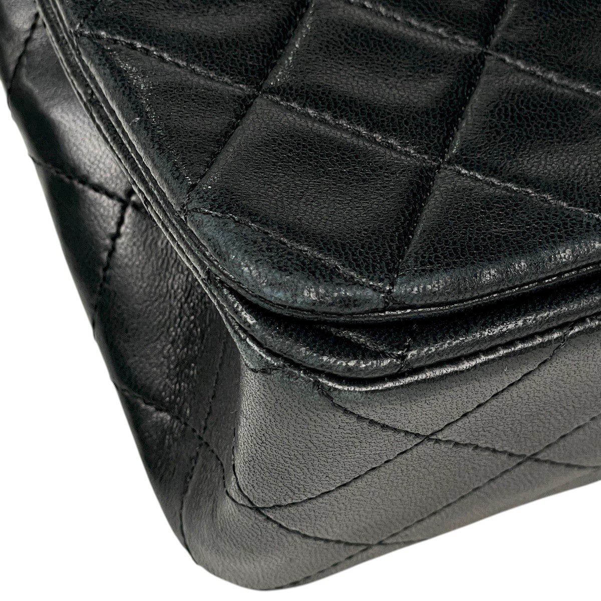 Chanel Quilted Single Flap Chain Shoulder Bag CC Logo Leather Black — view 7