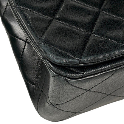 Chanel Quilted Single Flap Chain Shoulder Bag CC Logo Leather Black — view 7
