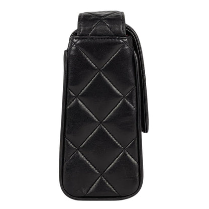 Chanel CC Logo Shoulder Bag Quilted Leather Black — view 4