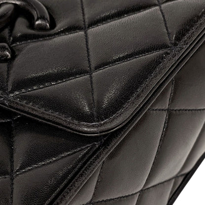 Chanel CC Logo Shoulder Bag Quilted Leather Black — view 7