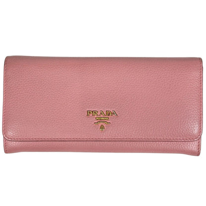 Prada Logo Bifold Wallet Leather Pink
