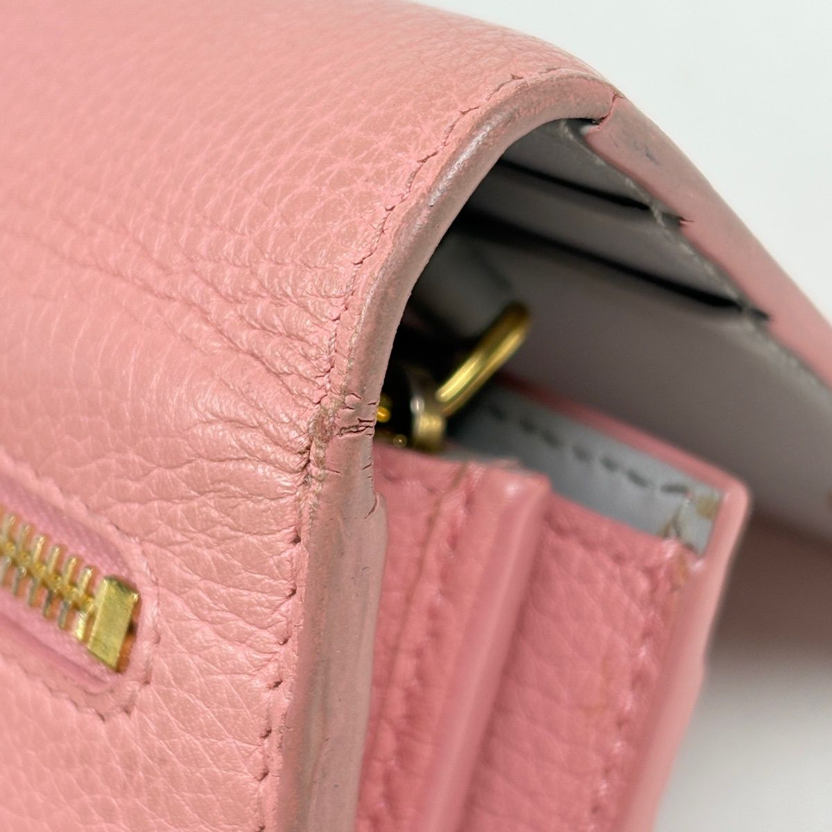 Prada Logo Bifold Wallet Leather Pink — view 3