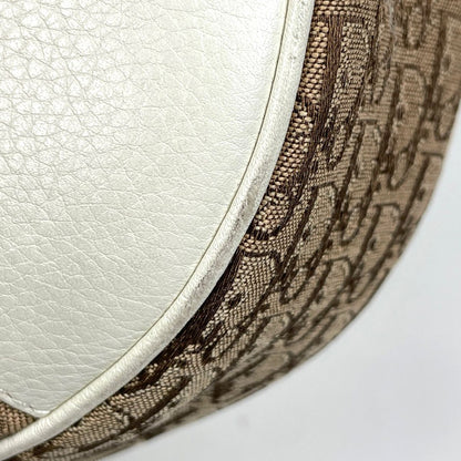 Dior Street Chic Shoulder Bag Trotter Pattern Canvas Brown White — view 3