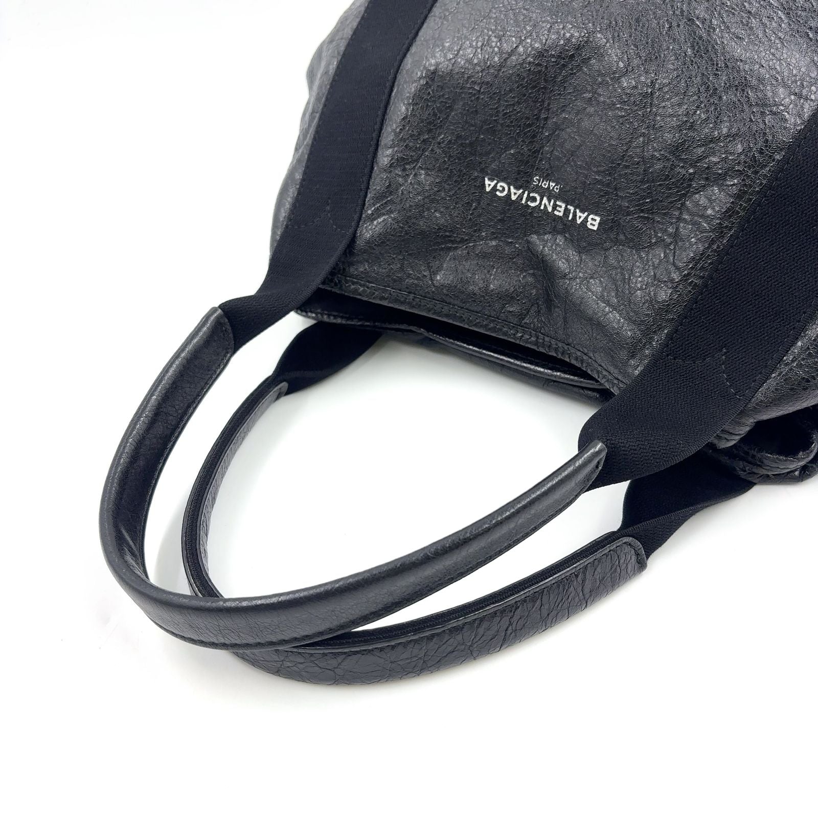 Balenciaga Cabas Tote Leather Black Handbag Silver — view 5