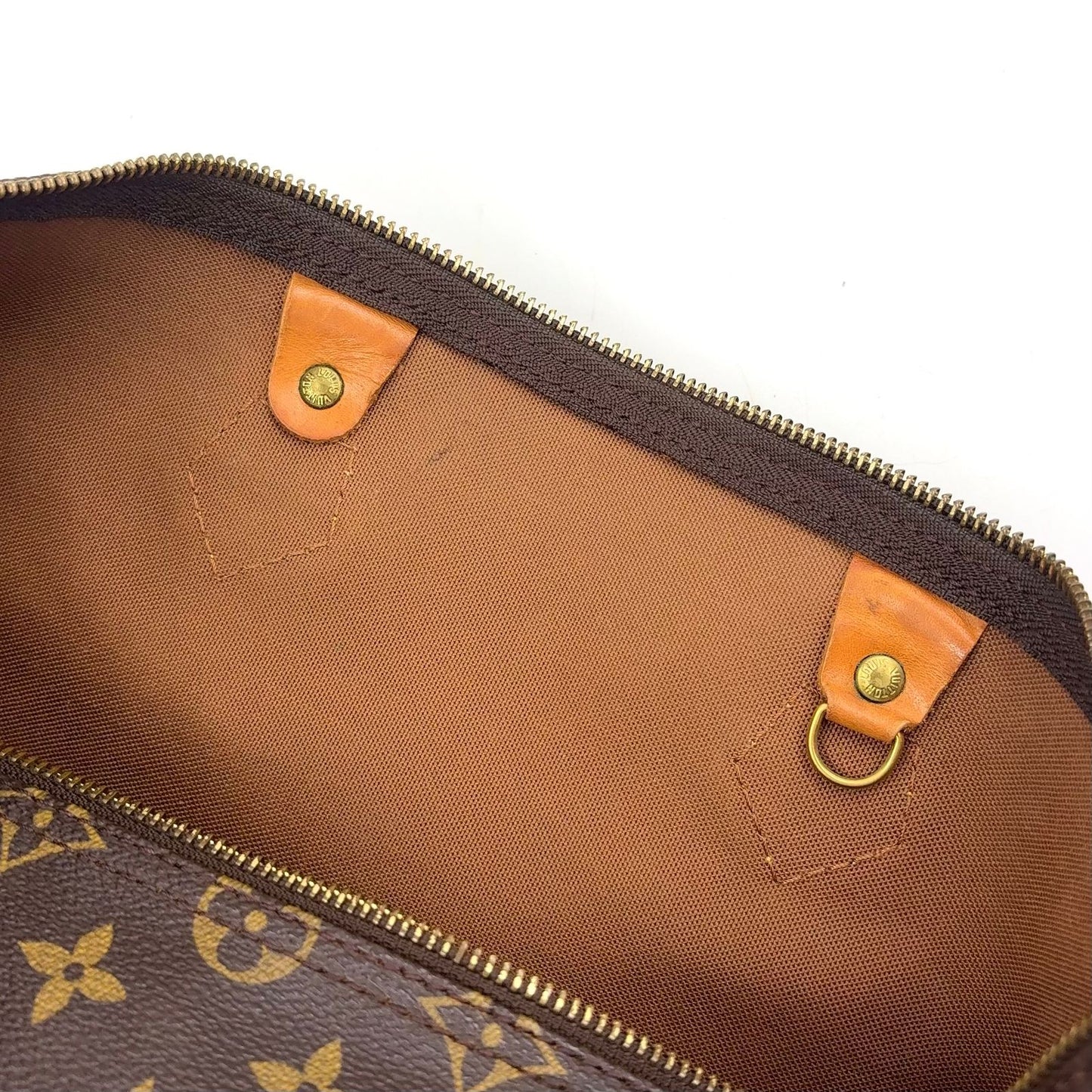 Louis Vuitton Speedy 35 Monogram Leather Brown Handbag Gold — view 6
