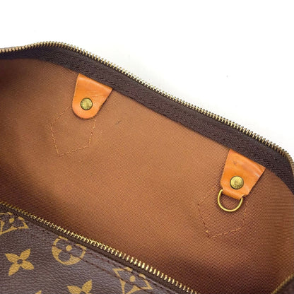 Louis Vuitton Speedy 35 Monogram Leather Brown Handbag Gold — view 6