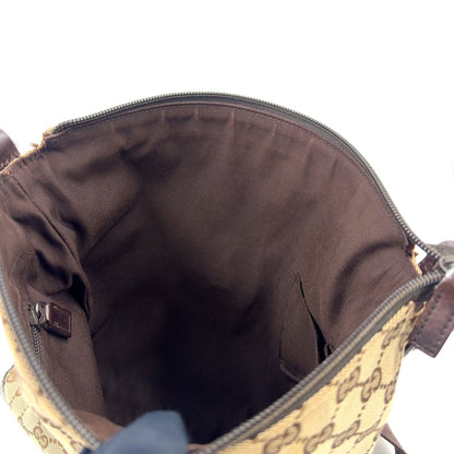 Gucci GG Canvas Leather Brown Beige Shoulder Bag Silver — view 5