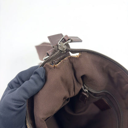 Gucci GG Canvas Leather Brown Beige Shoulder Bag Silver — view 7
