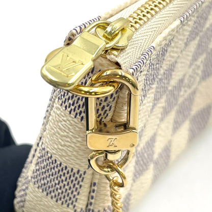 Louis Vuitton Mini Pochette Accessoire Damier Azur White Handbag Gold — view 8