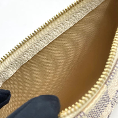 Louis Vuitton Mini Pochette Accessoire Damier Azur White Handbag Gold — view 6