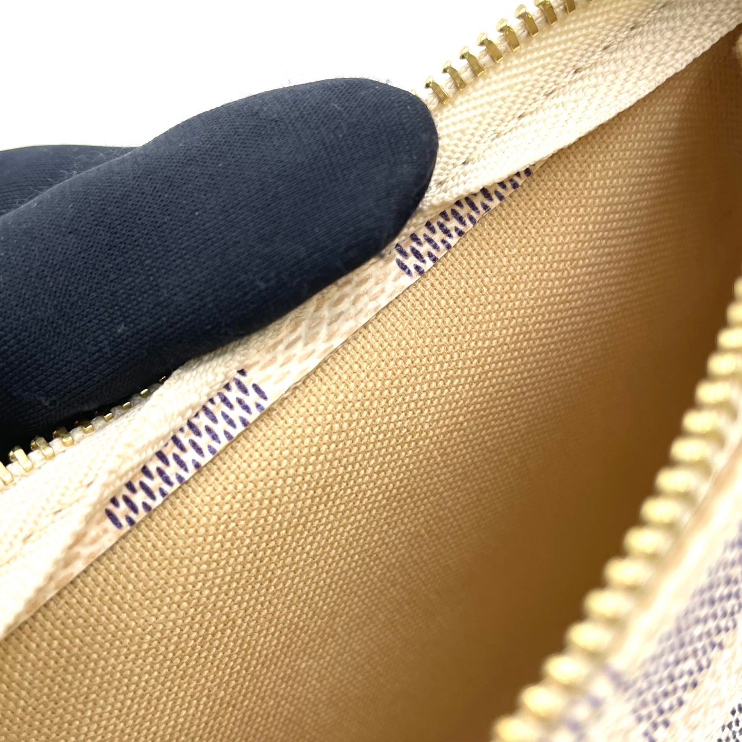 Louis Vuitton Mini Pochette Accessoire Damier Azur White Handbag Gold — view 7