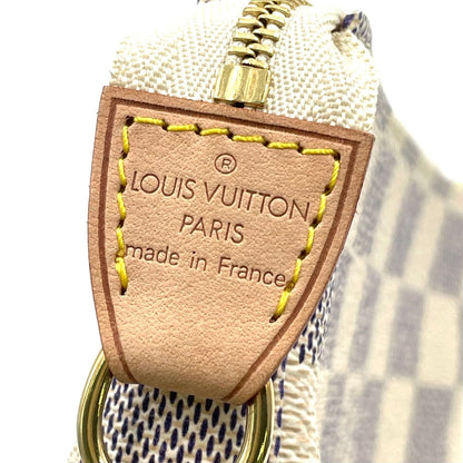 Louis Vuitton Mini Pochette Accessoire Damier Azur White Handbag Gold — view 3