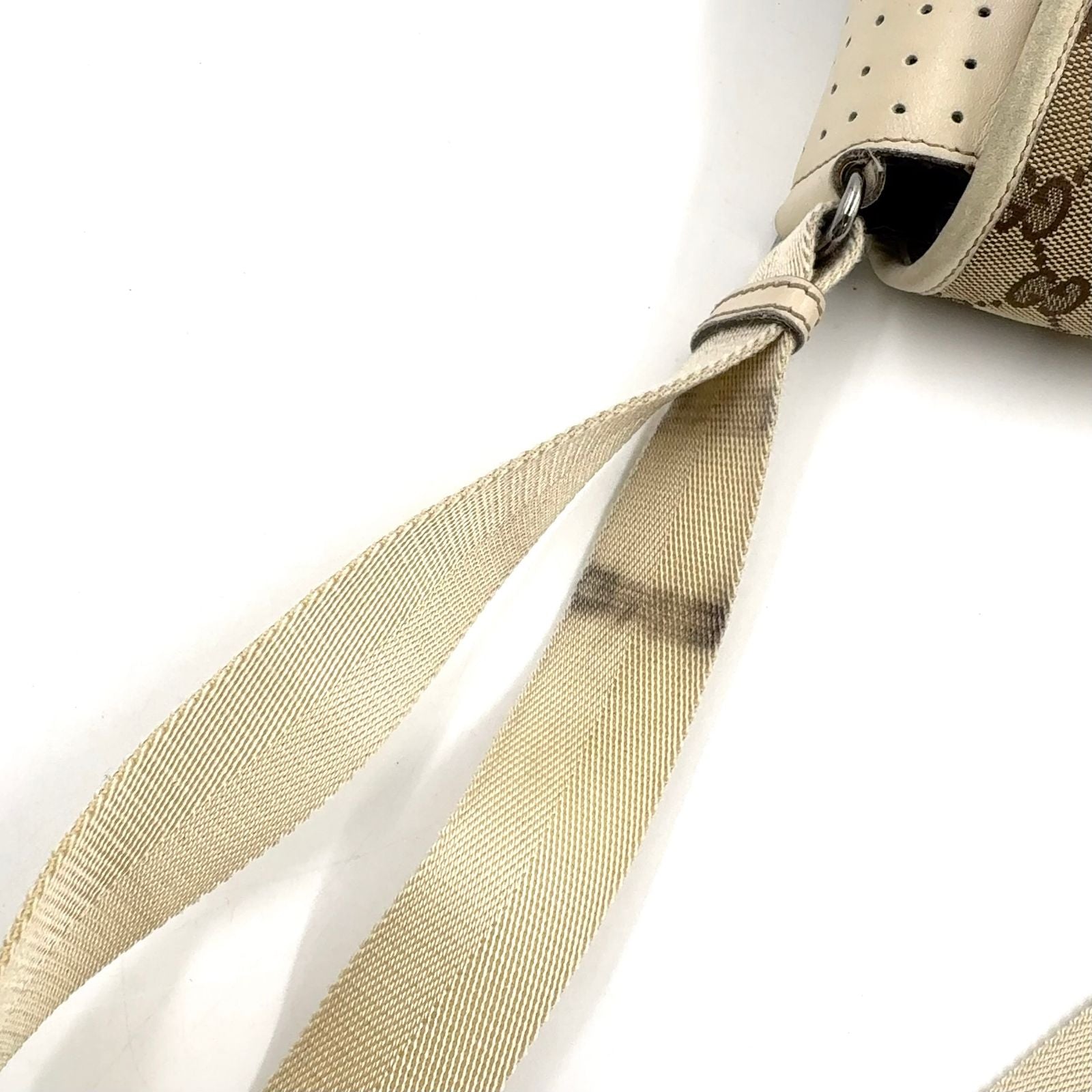 Gucci GG Canvas Crossbody Leather Beige Shoulder Bag Silver — view 9