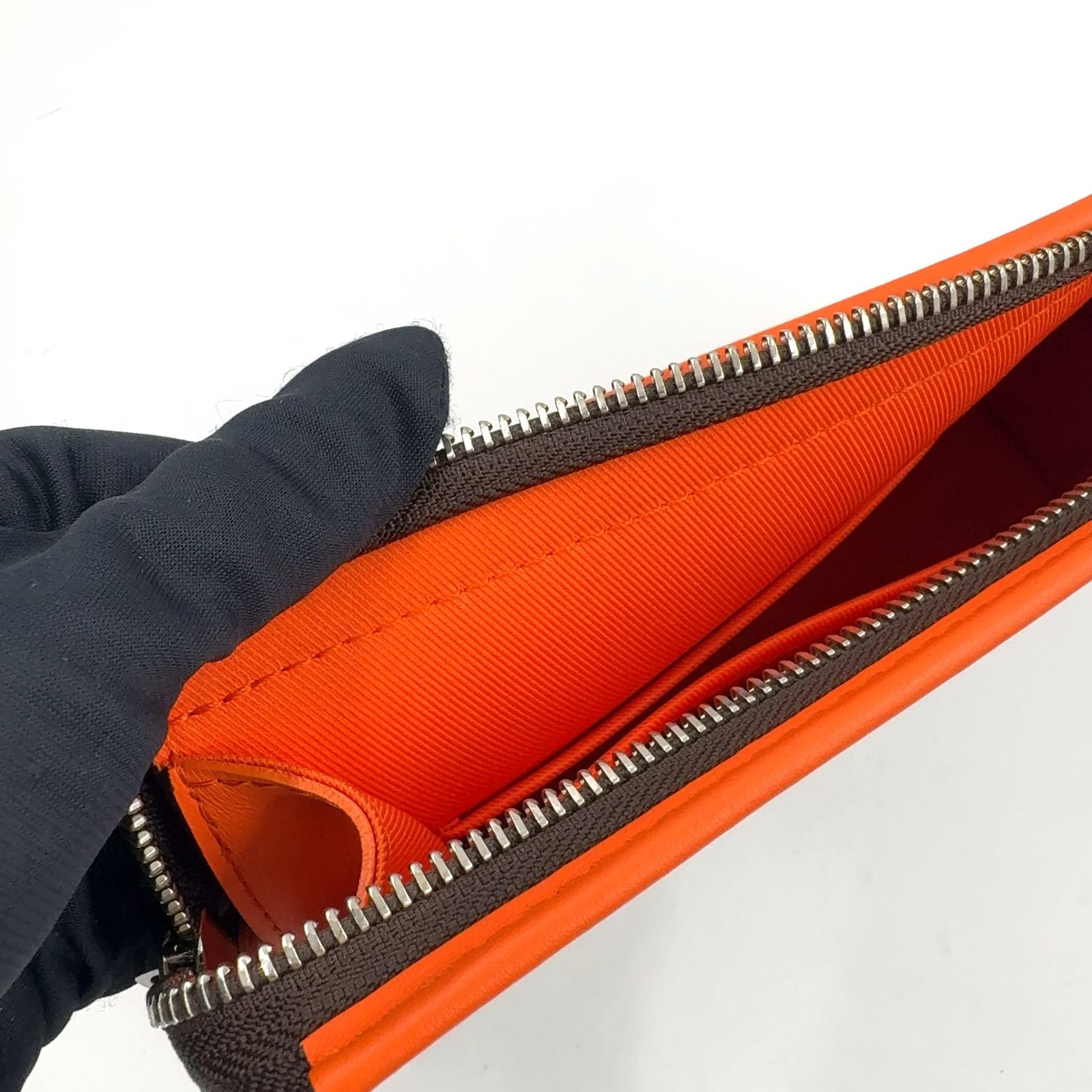 Louis Vuitton Pochette Voyage MM Monogram Macassar Leather Orange Brown Clutch — view 6