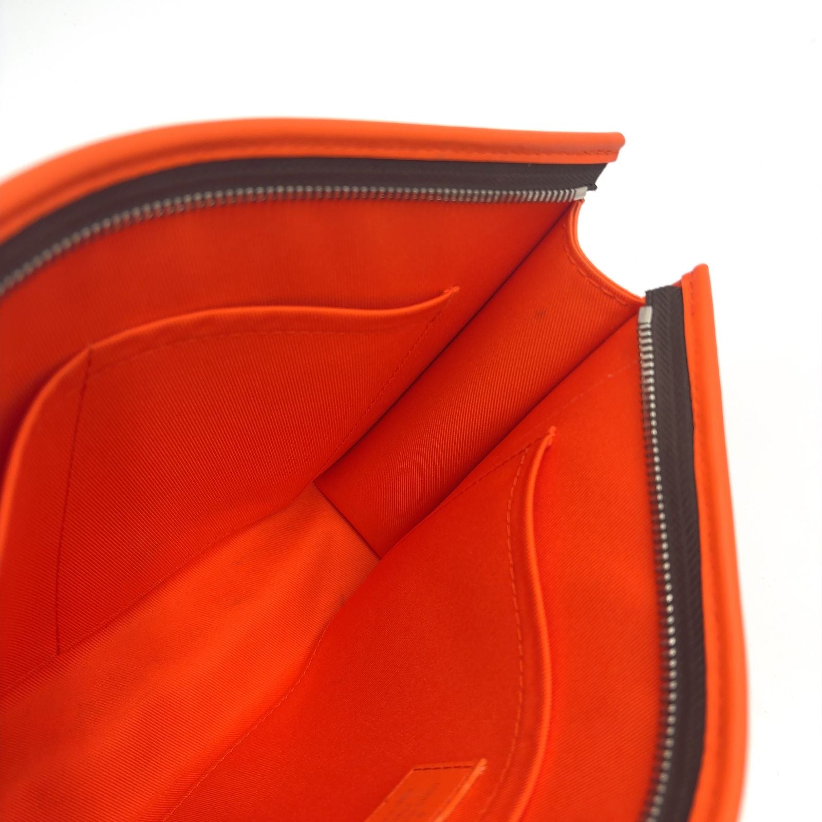Louis Vuitton Pochette Voyage MM Monogram Macassar Leather Orange Brown Clutch — view 7