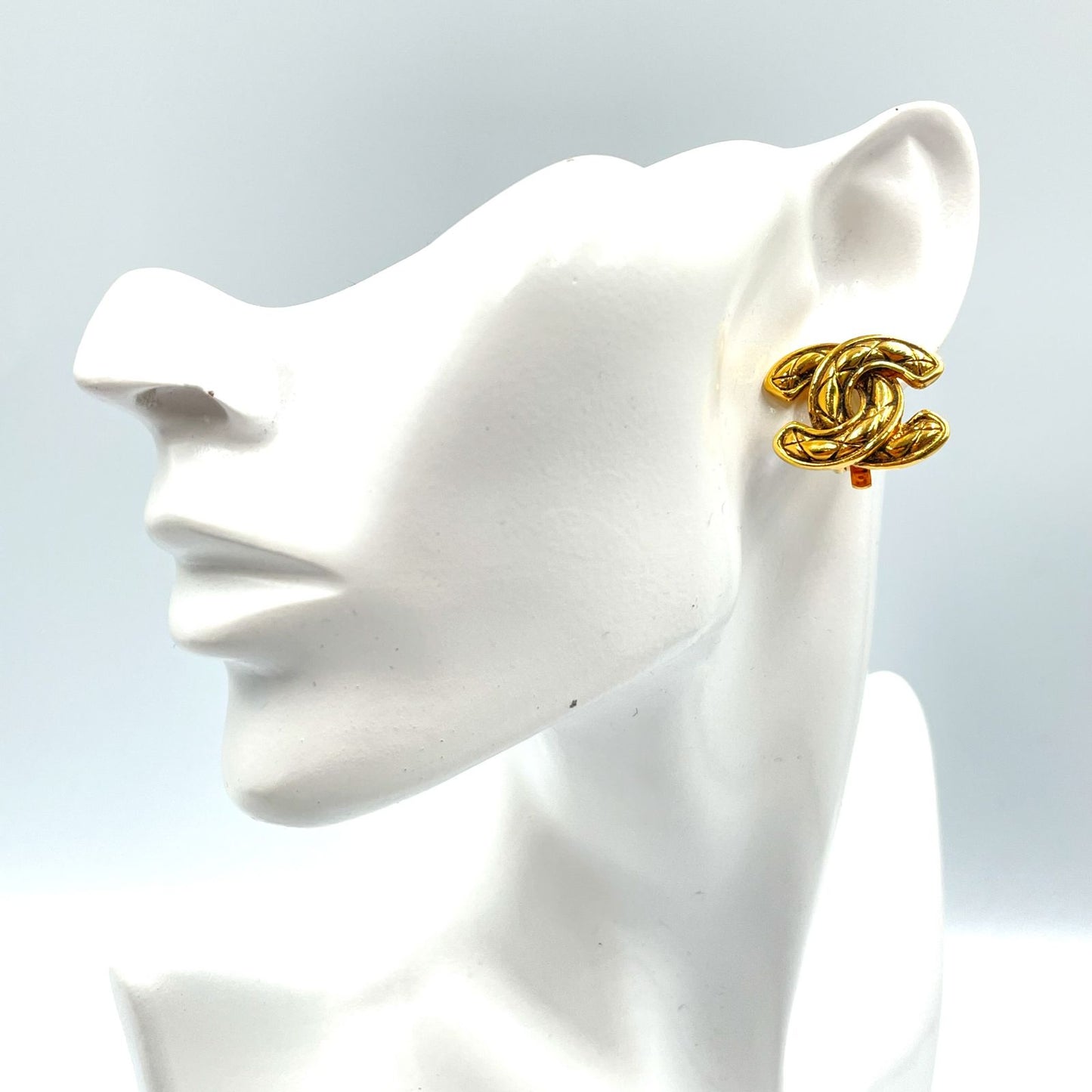 Chanel CC Logo Gold Plated Earrings — view 9