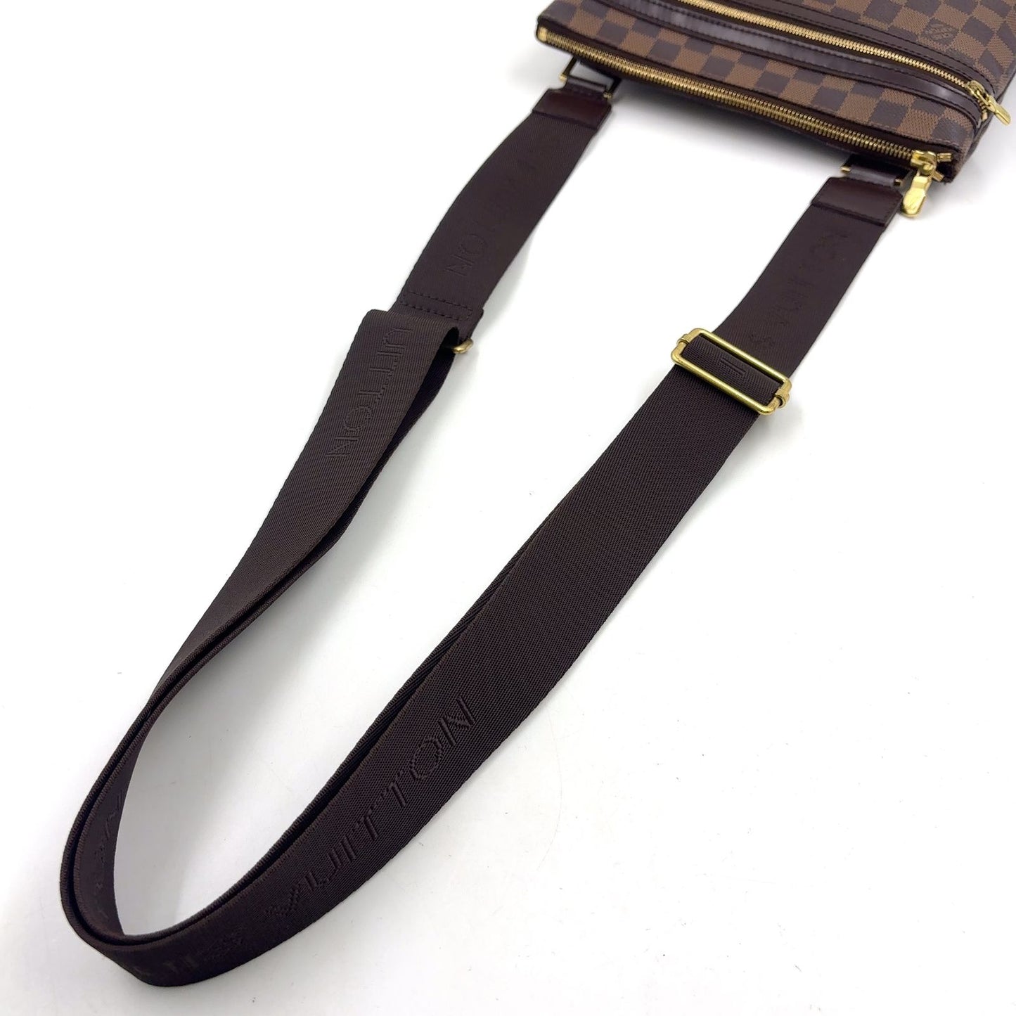 Louis Vuitton Pochette Bosphore Damier Ebene Leather Brown Shoulder Bag Gold — view 7