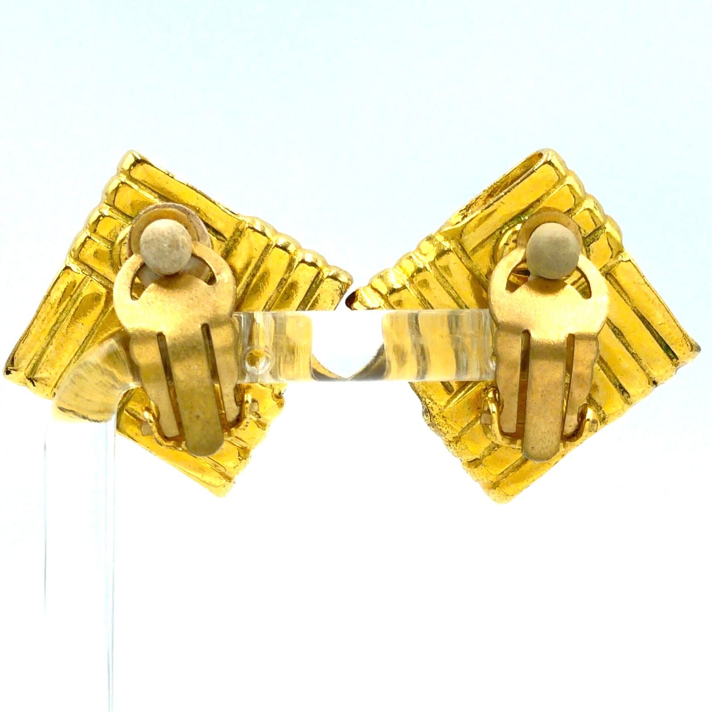 Chanel CC Logo Square Gold Plated Earrings — view 4