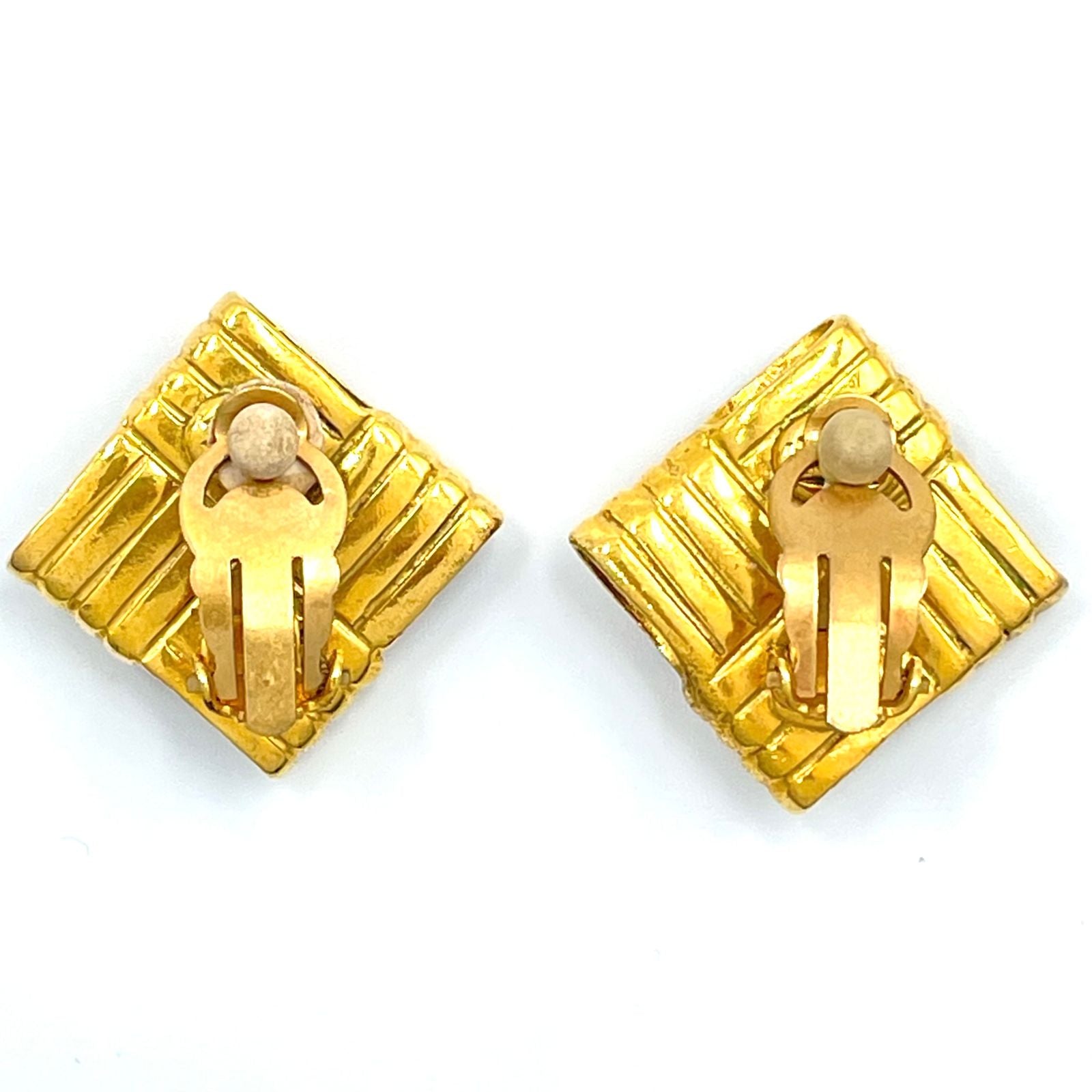 Chanel CC Logo Square Gold Plated Earrings — view 7