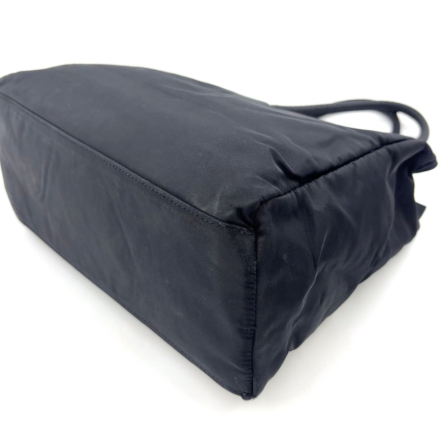 Prada Triangle Logo Nylon Black Tote Silver — view 6