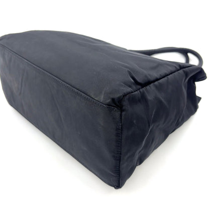 Prada Triangle Logo Nylon Black Tote Silver — view 6