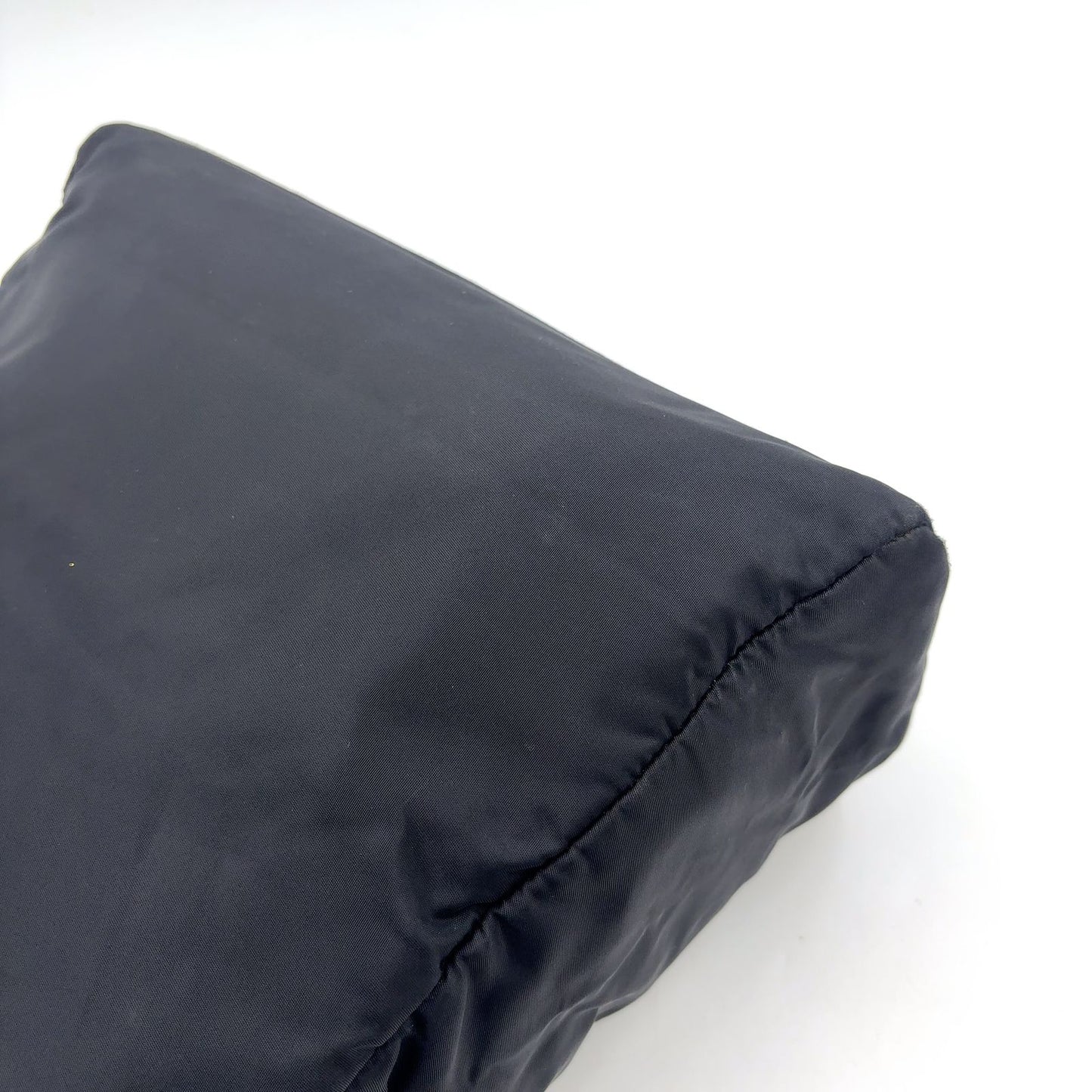 Prada Triangle Logo Nylon Black Tote Silver — view 9