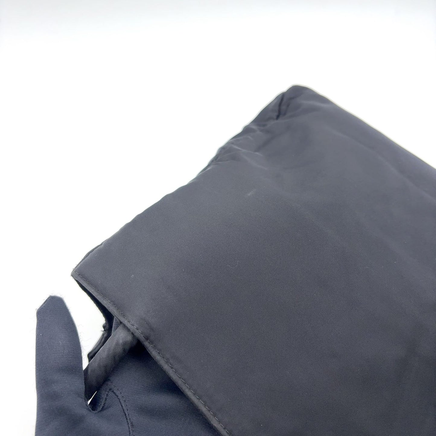 Prada Triangle Logo Nylon Black Tote Silver — view 8