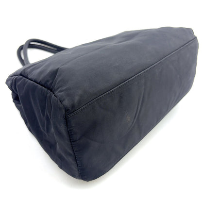 Prada Triangle Logo Nylon Black Tote Silver — view 7