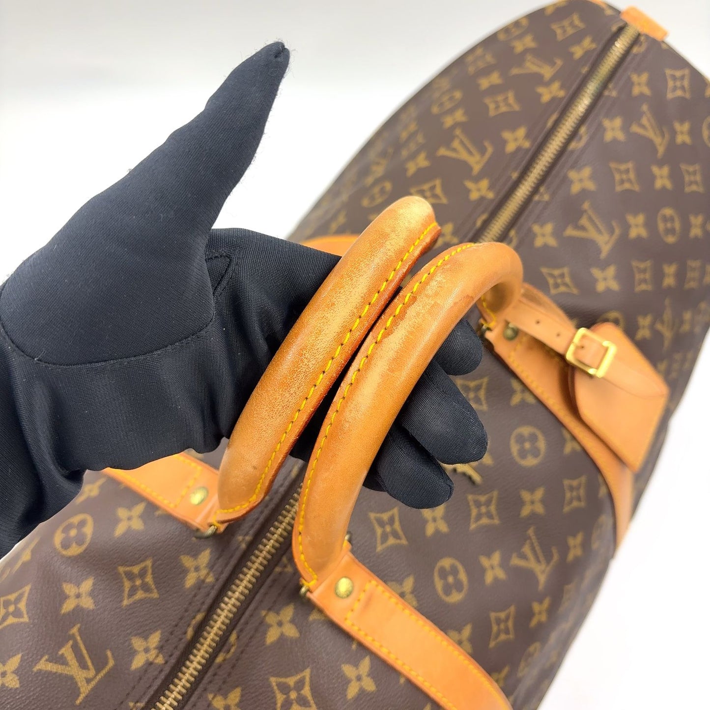 Louis Vuitton Keepall 60 Monogram Leather Brown Boston Bag Gold — view 8