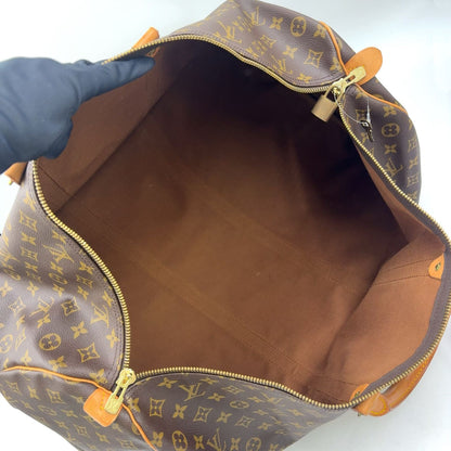 Louis Vuitton Keepall 60 Monogram Leather Brown Boston Bag Gold — view 3