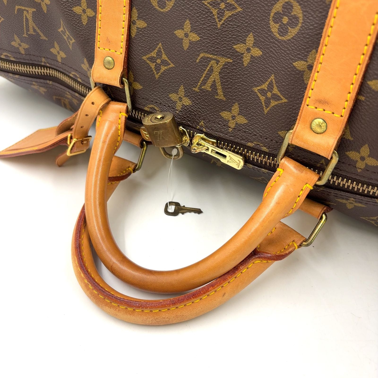 Louis Vuitton Keepall 60 Monogram Leather Brown Boston Bag Gold — view 6