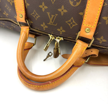Louis Vuitton Keepall 60 Monogram Leather Brown Boston Bag Gold — view 7