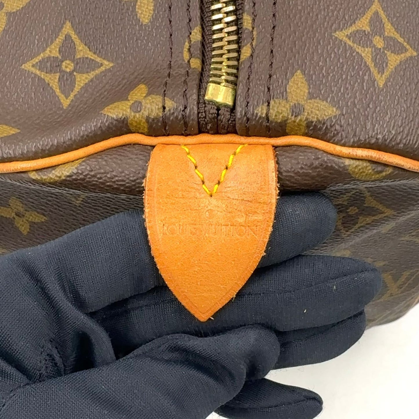 Louis Vuitton Keepall 60 Monogram Leather Brown Boston Bag Gold — view 4
