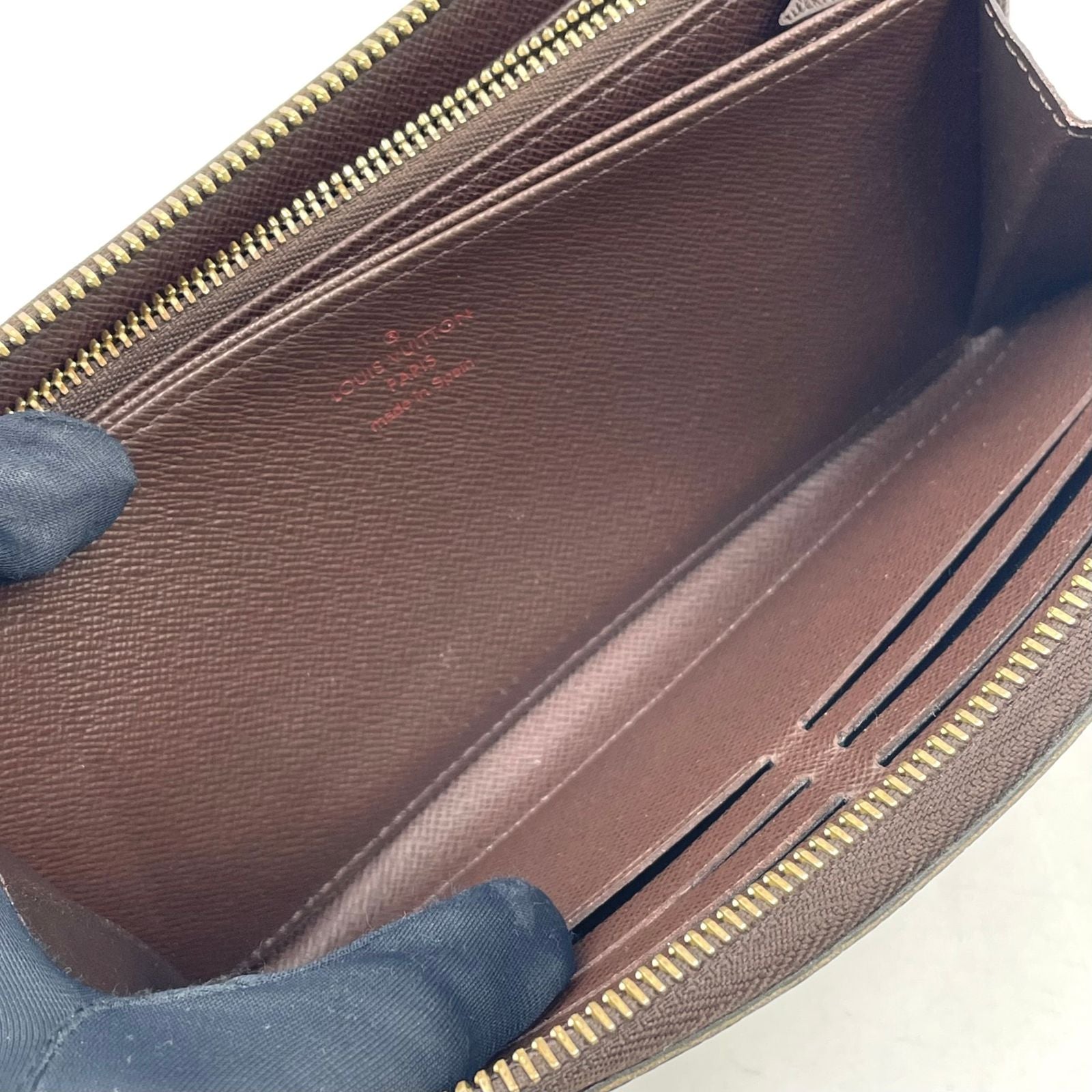 Louis Vuitton Zippy Wallet Damier Ebene Brown Round Gold — view 7