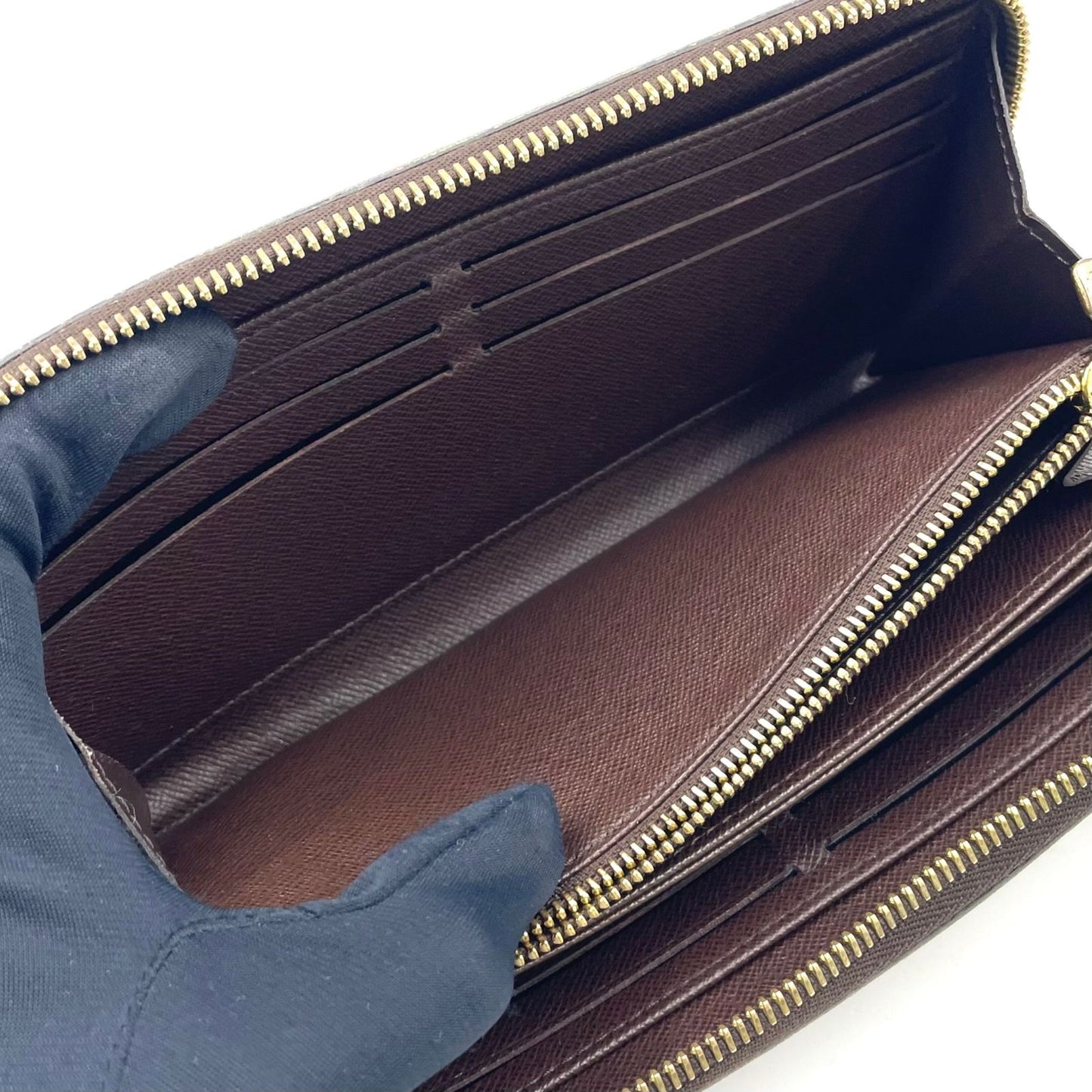 Louis Vuitton Zippy Wallet Damier Ebene Brown Round Gold — view 5