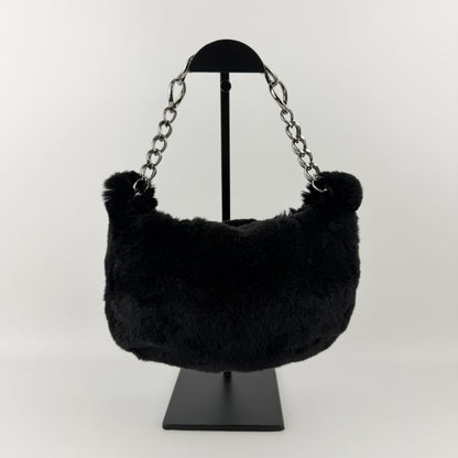 Chanel CC Logo Handbag Black Rabbit Vintage — view 5