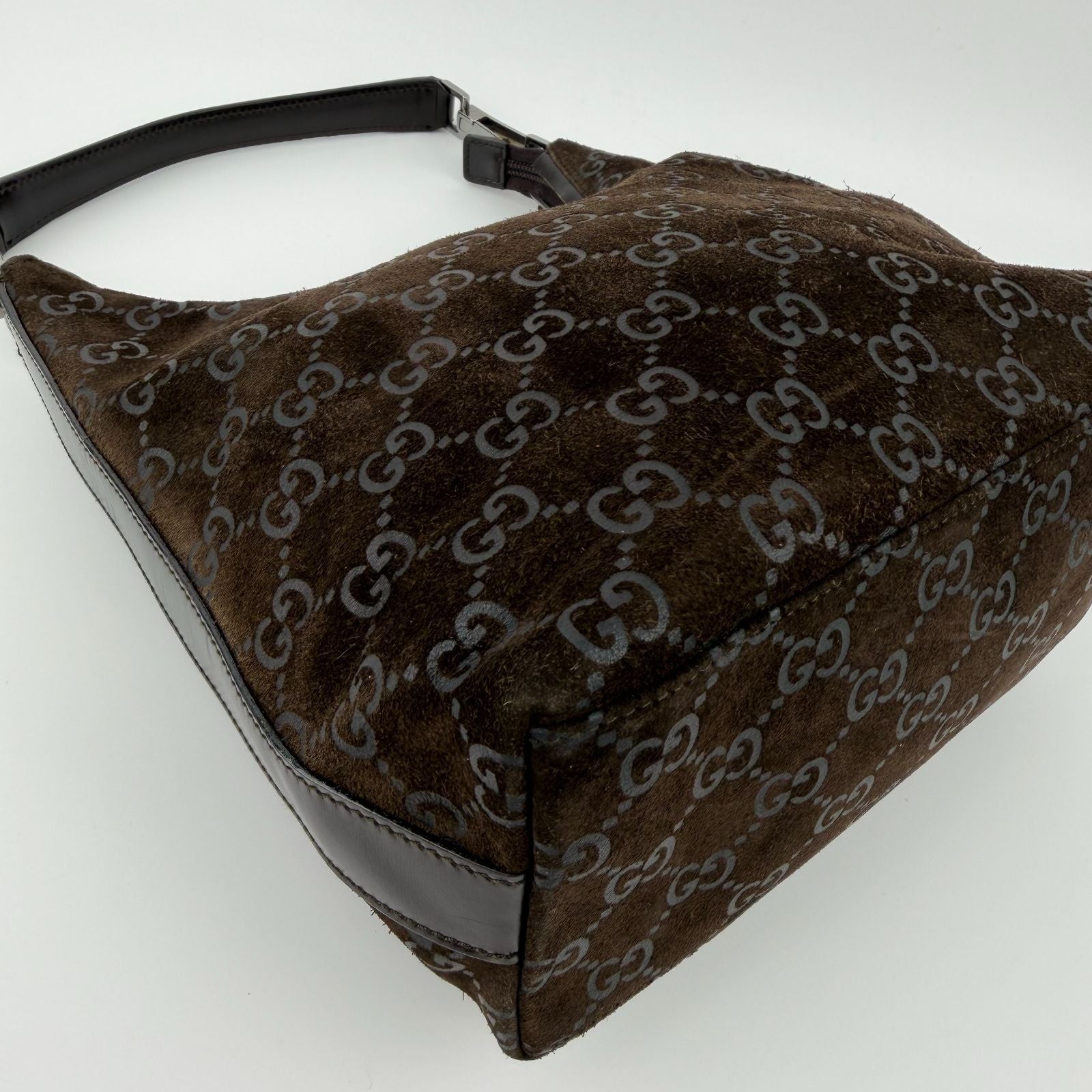 Gucci Shoulder Bag Brown Suede Vintage — view 7