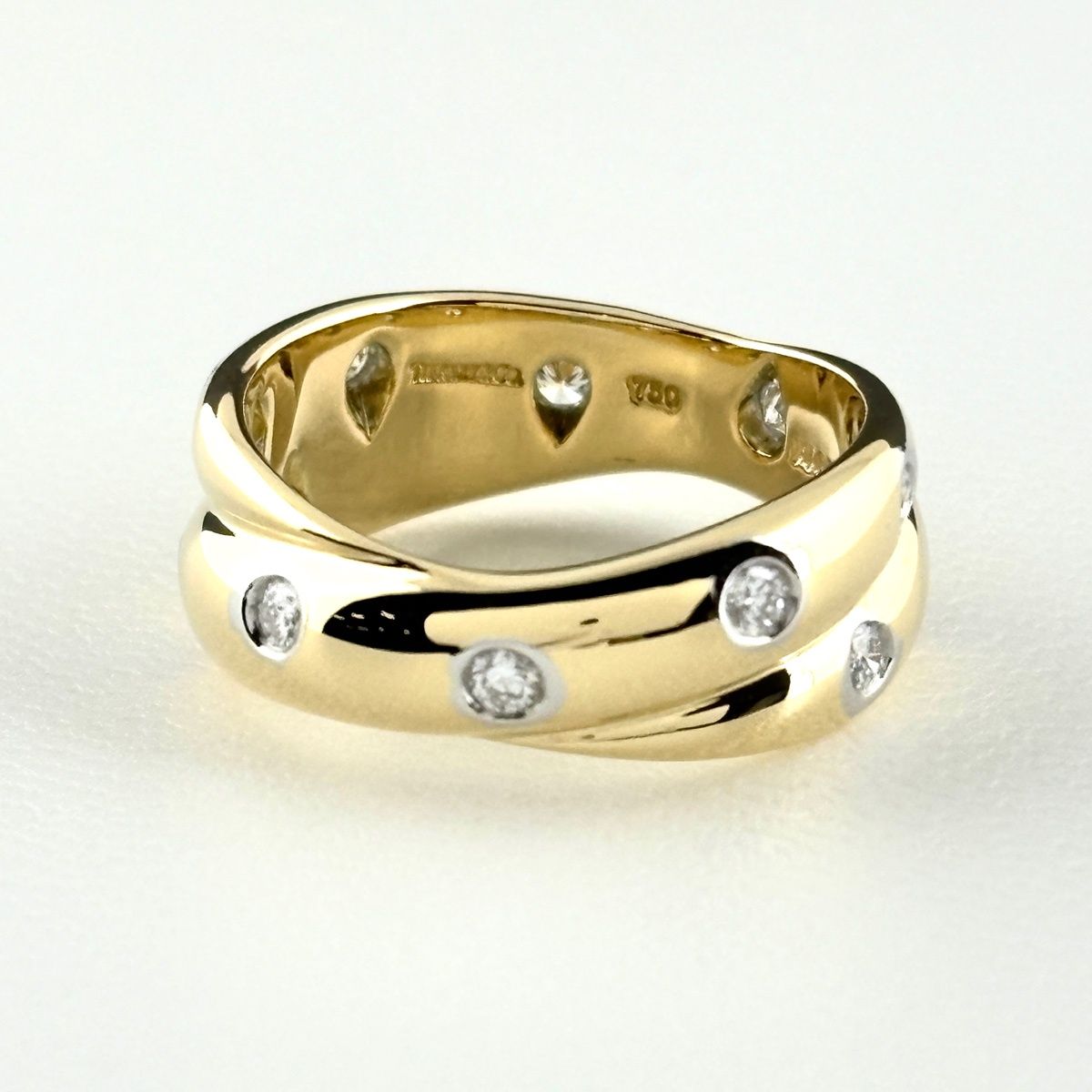 Tiffany & Co Dots Twist Ring YG Yellow Gold Pave Diamond — view 3