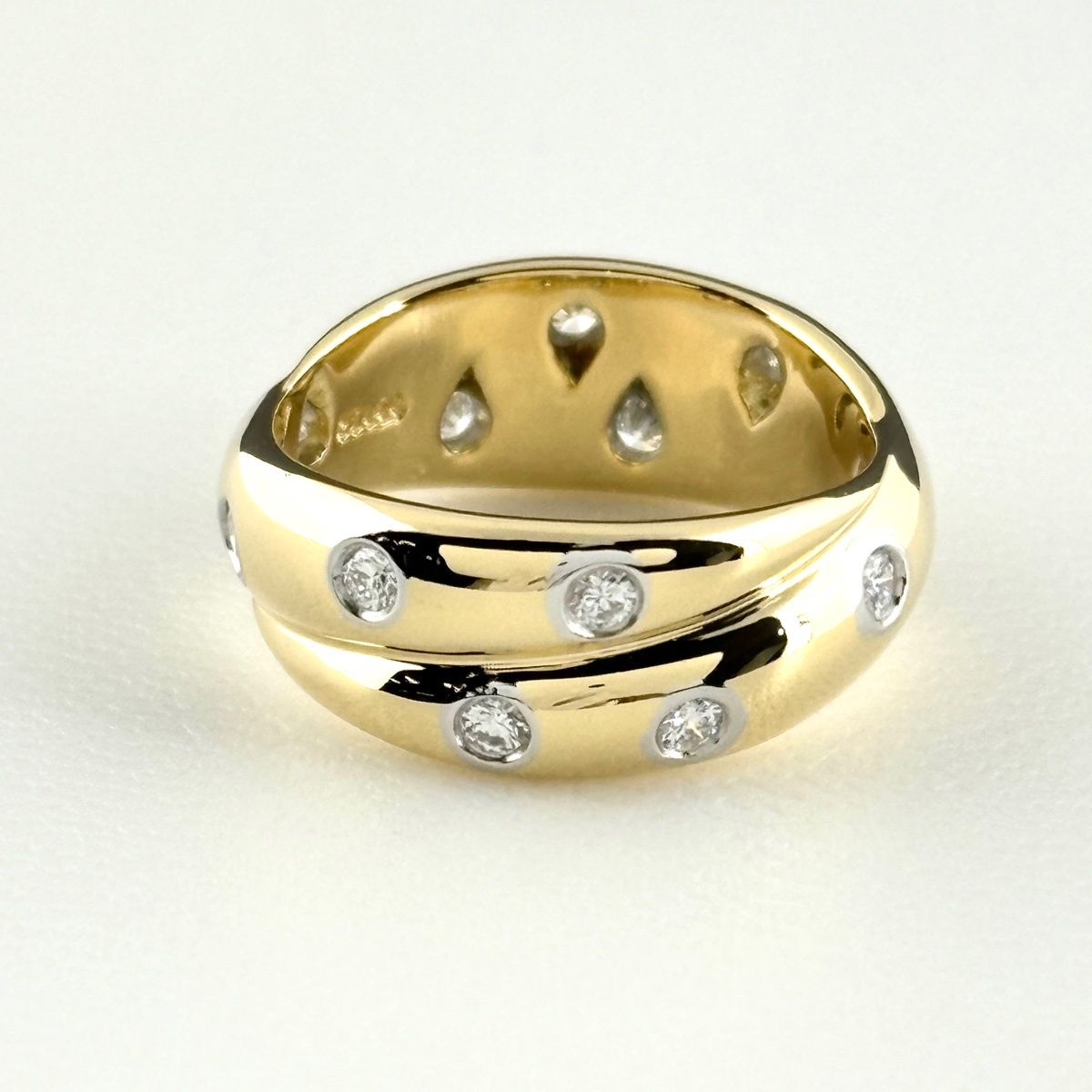 Tiffany & Co Dots Twist Ring YG Yellow Gold Pave Diamond — view 4