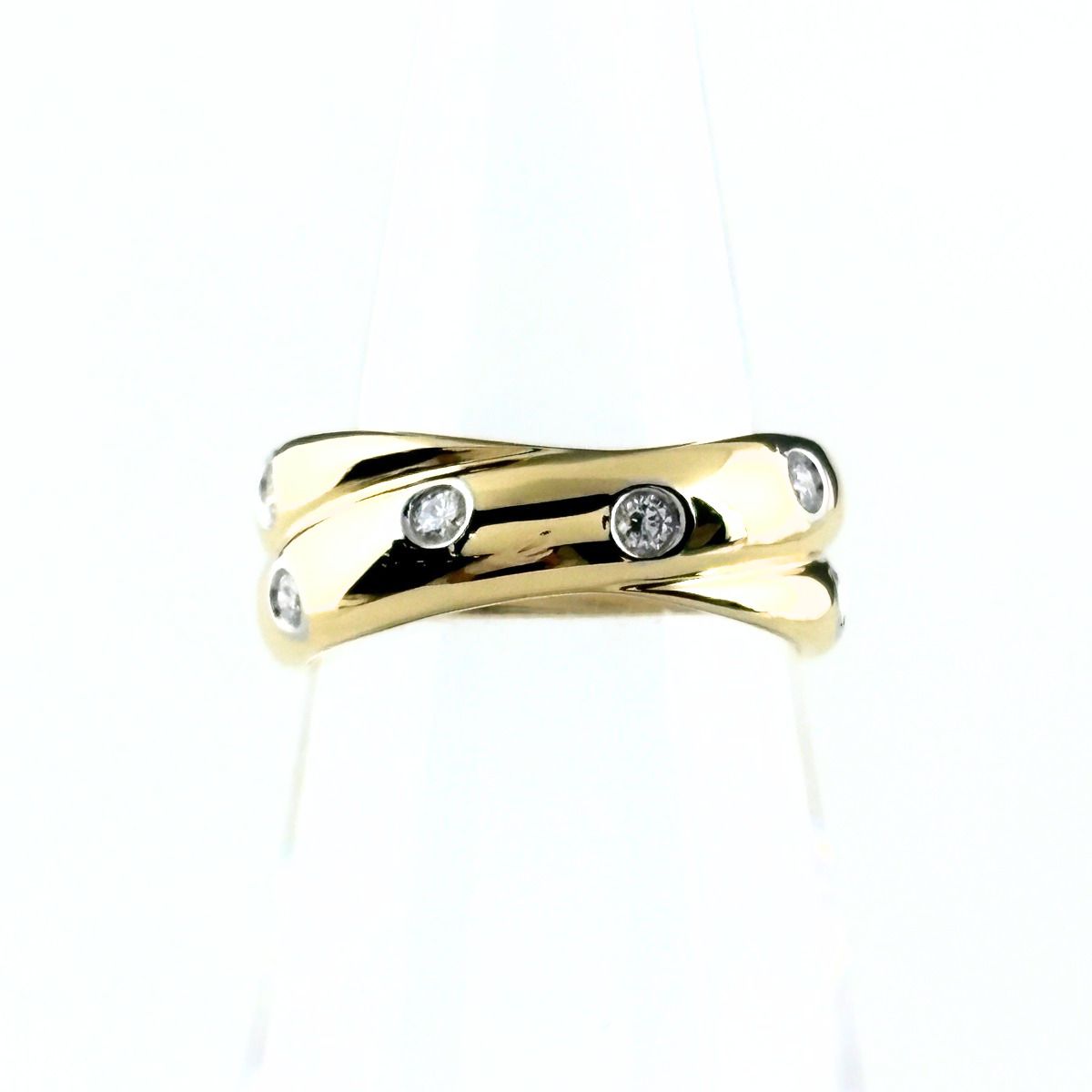 Tiffany & Co Dots Twist Ring YG Yellow Gold Pave Diamond