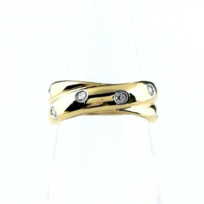 Tiffany & Co Dots Twist Ring YG Yellow Gold Pave Diamond