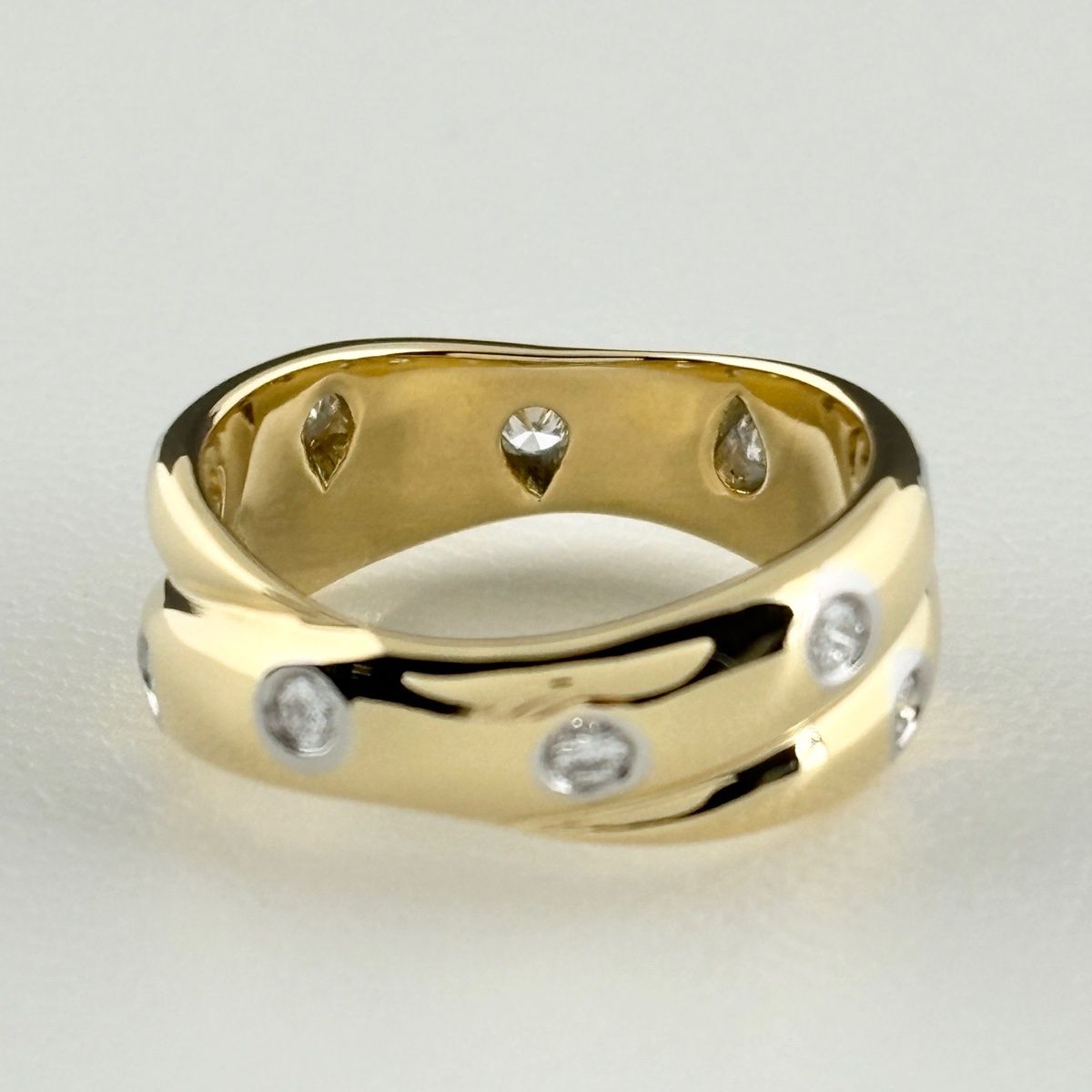 Tiffany & Co Dots Twist Ring YG Yellow Gold Pave Diamond — view 5