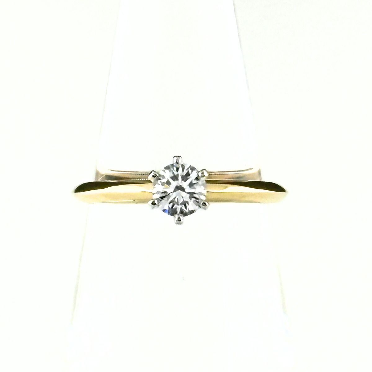 Tiffany & Co Setting Engagement Ring YG Yellow Gold Platinum Diamond Solitaire
