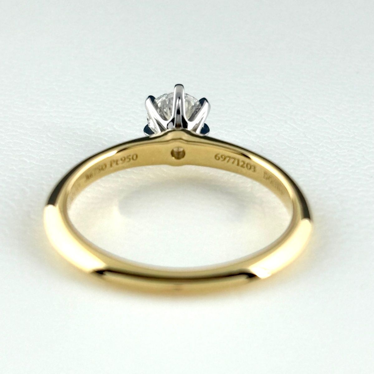 Tiffany & Co Setting Engagement Ring YG Yellow Gold Platinum Diamond Solitaire — view 4