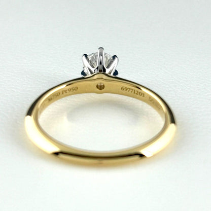 Tiffany & Co Setting Engagement Ring YG Yellow Gold Platinum Diamond Solitaire — view 4