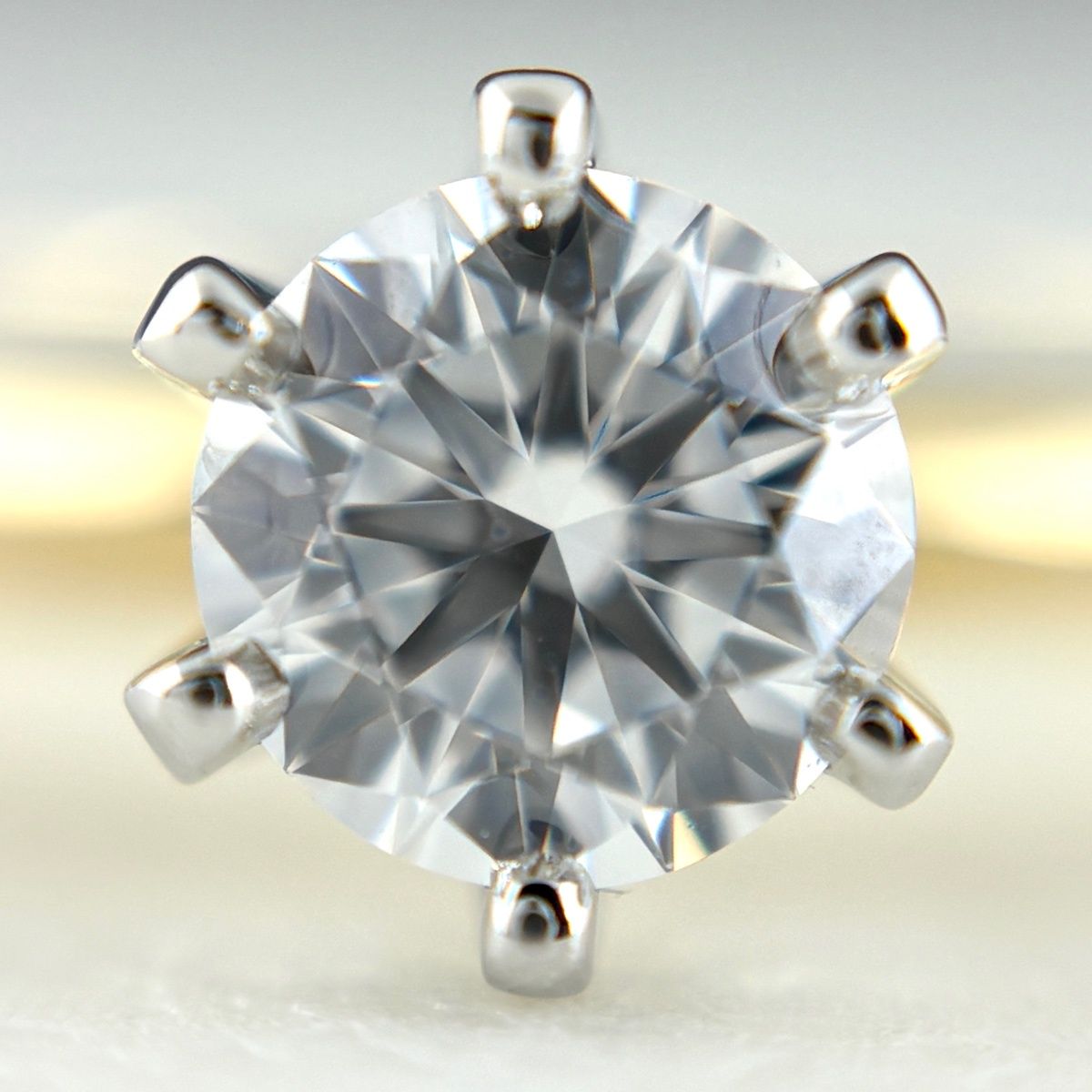 Tiffany & Co Setting Engagement Ring YG Yellow Gold Platinum Diamond Solitaire — view 2