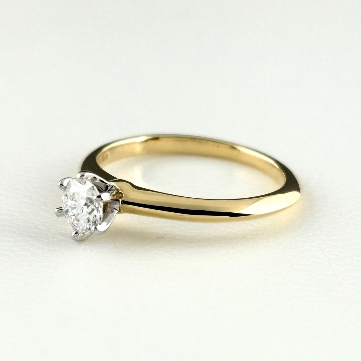 Tiffany & Co Setting Engagement Ring YG Yellow Gold Platinum Diamond Solitaire — view 3