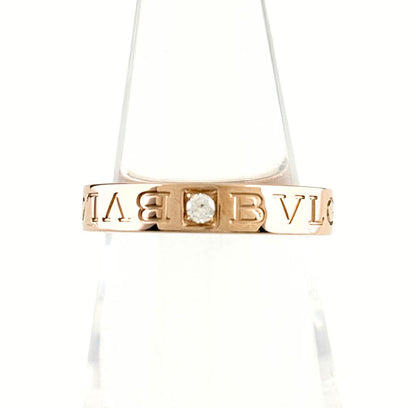 Bvlgari Double Logo Ring PG Pink Gold Pave Diamond