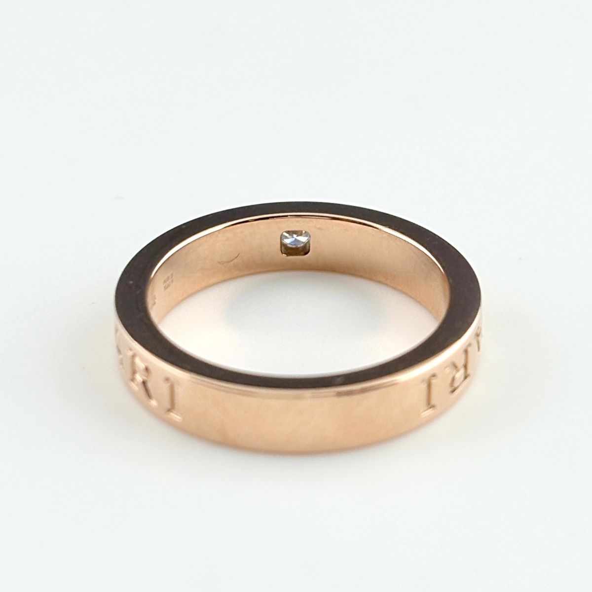 Bvlgari Double Logo Ring PG Pink Gold Pave Diamond — view 4
